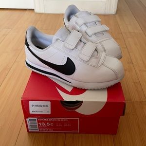 White and black kids nike cortez size 13.5